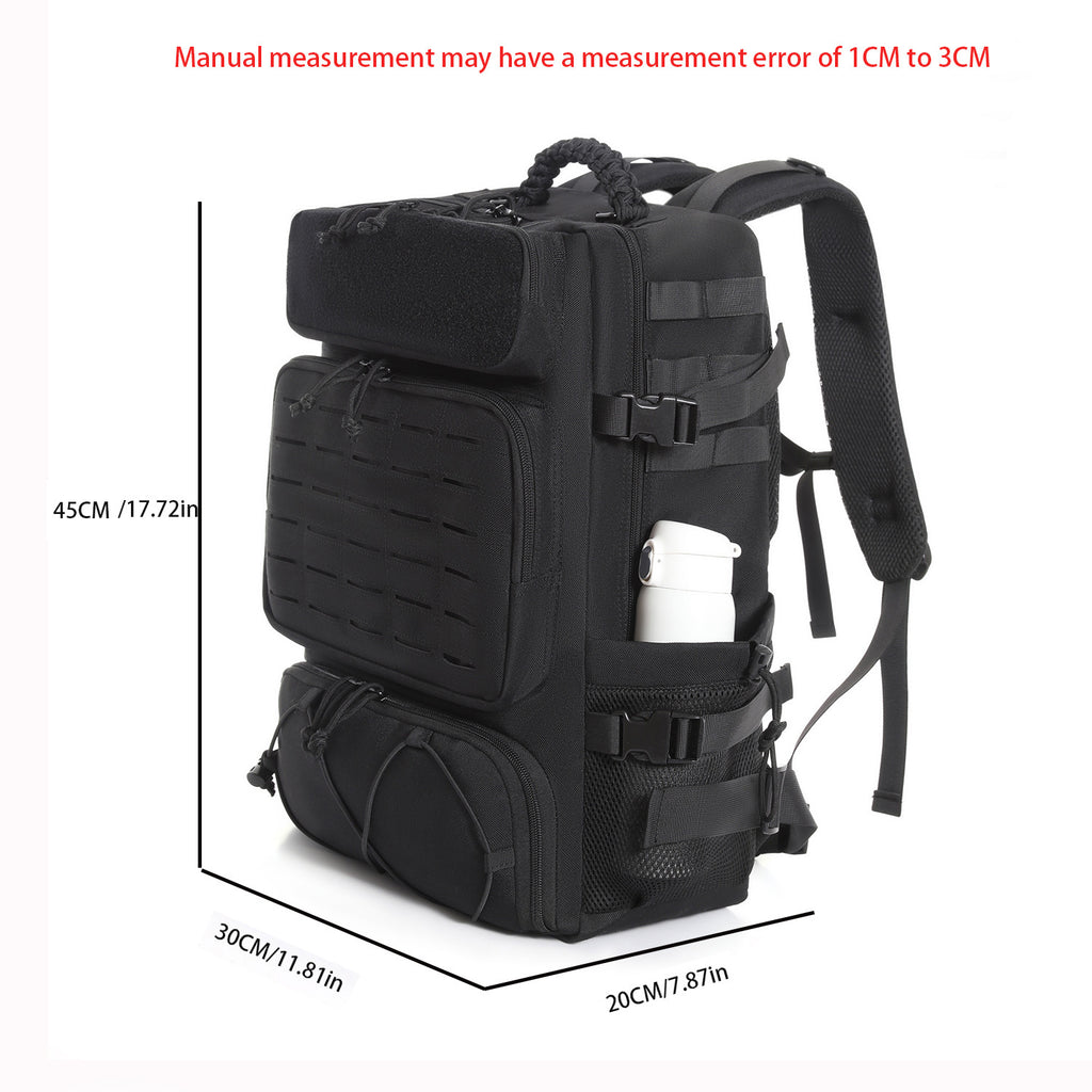 Big Capacity Heavy Duty Nylon Hiking Backpack, Soft Padded Back, MOLLE System, Laptop Sleeve, Independent Shoe Compartment, Luggage Sleeve, Outdoor Sports Day Hike Travel