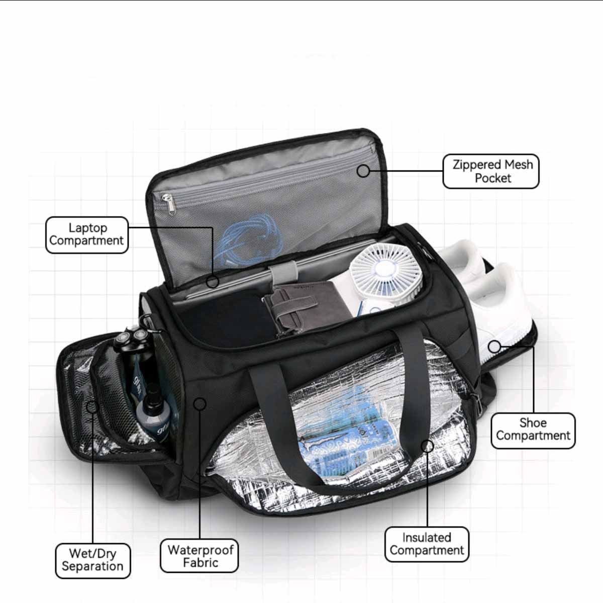 40L Multi-purpose Waterproof Gym Sports Duffel Bag