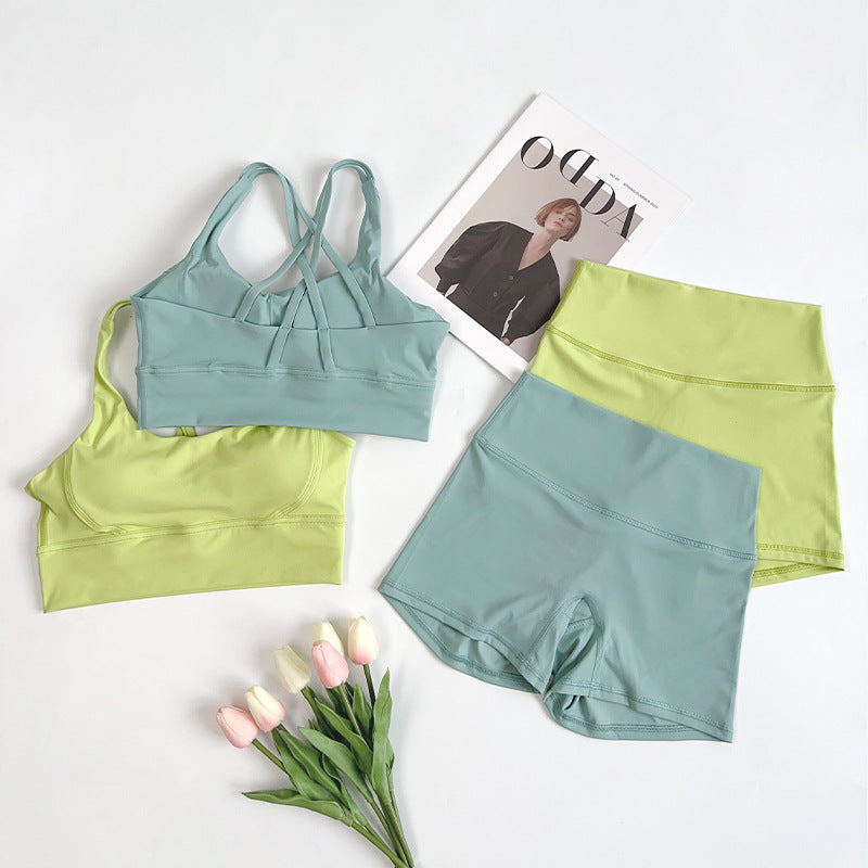 Gym & Yoga Women's Dopamine Color Summer Tank Top & Shorts Activewear Set