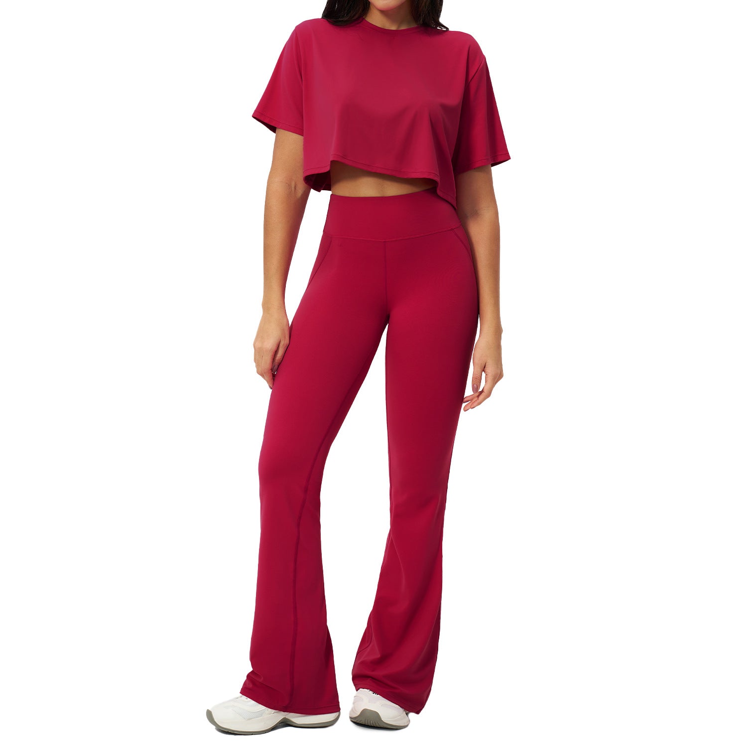 Summer Women's Casual Loose Fit T-Shirt and Long Pants Yoga Set, Soft Stretch Breathable Activewear Outfit for Gym Workout Yoga Daily Wear