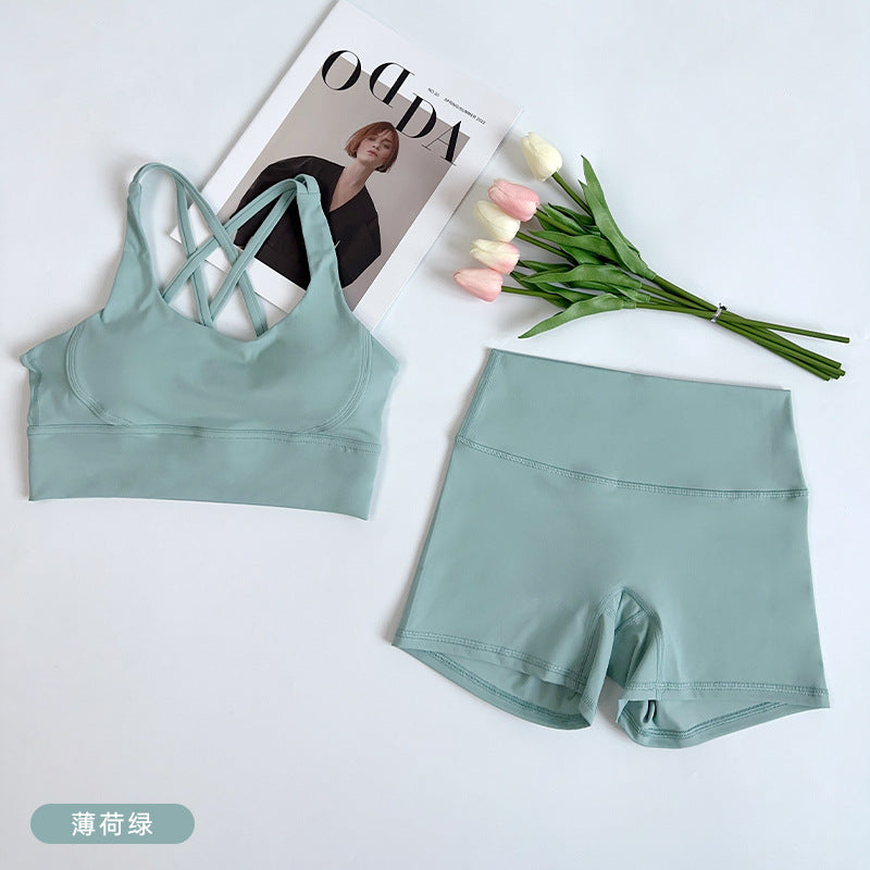 Gym & Yoga Women's Dopamine Color Summer Tank Top & Shorts Activewear Set