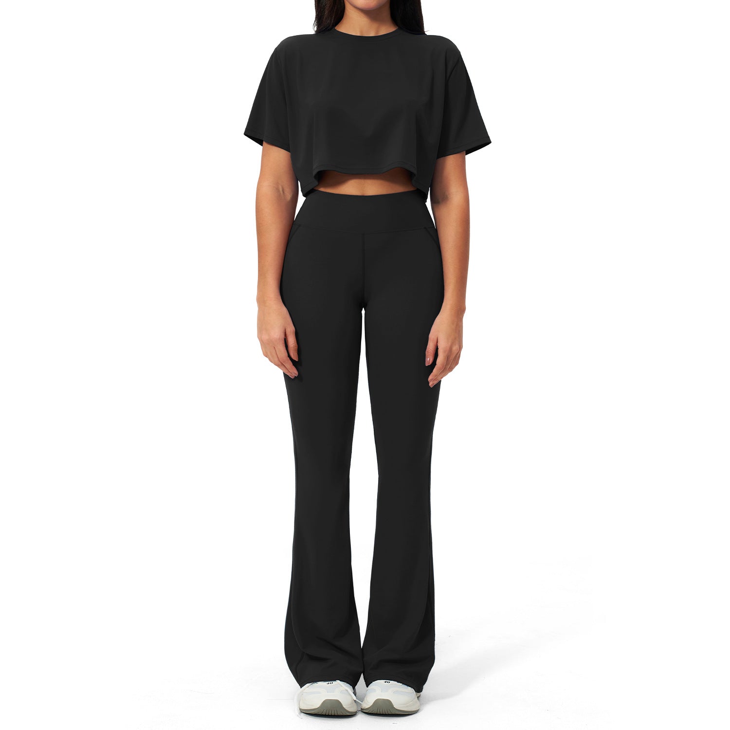 Summer Women's Casual Loose Fit T-Shirt and Long Pants Yoga Set, Soft Stretch Breathable Activewear Outfit for Gym Workout Yoga Daily Wear