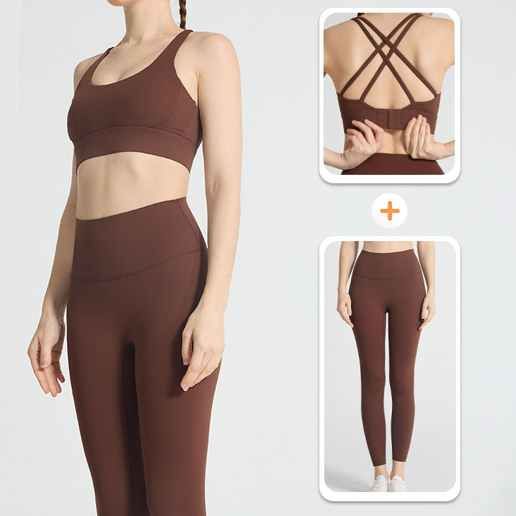 Women's Casual Multi-Sport 2 Piece Activewear Set, Halter Crop Tank Top & High Waist Full Length Yoga Leggings, Multiple Dopamine Colors for Gym Yoga Daily Casual Wear
