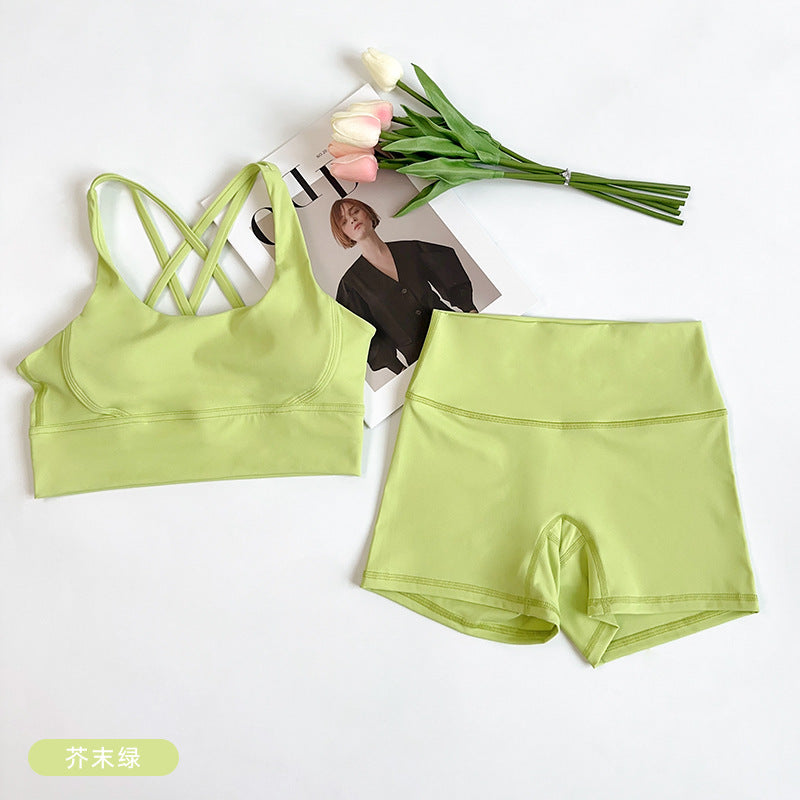 Gym & Yoga Women's Dopamine Color Summer Tank Top & Shorts Activewear Set