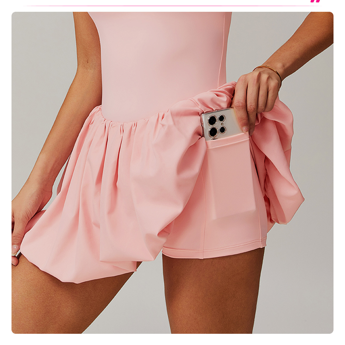 Dopamine Color Active Dress, Square Neck Sleeveless Tank Tennis Dress, Summer Bubble Mini Skort with Built-in Shorts for Workout Yoga Training