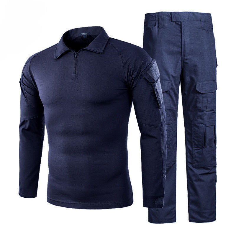 Men Tactical Combat Uniform Set Long Sleeve Half Zip Combat Shirt Multi Cargo Pocket Tactical Pants Breathable Stretch Fabric For Hunting Camping Airsoft Training