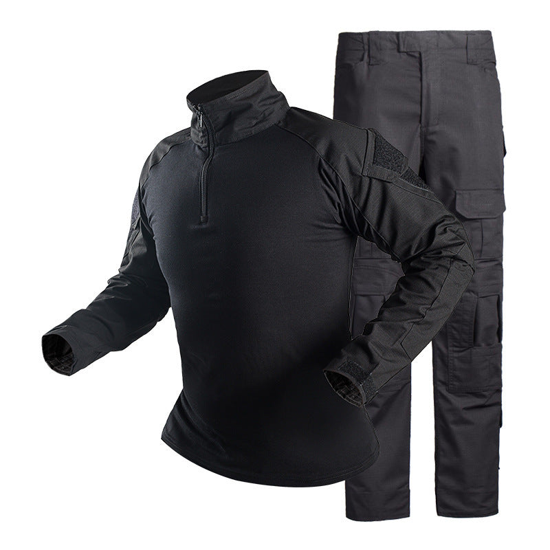 Men Tactical Combat Uniform Set Long Sleeve Half Zip Combat Shirt Multi Cargo Pocket Tactical Pants Breathable Stretch Fabric For Hunting Camping Airsoft Training