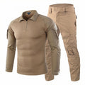 Men Tactical Combat Uniform Set Long Sleeve Half Zip Combat Shirt Multi Cargo Pocket Tactical Pants Breathable Stretch Fabric For Hunting Camping Airsoft Training