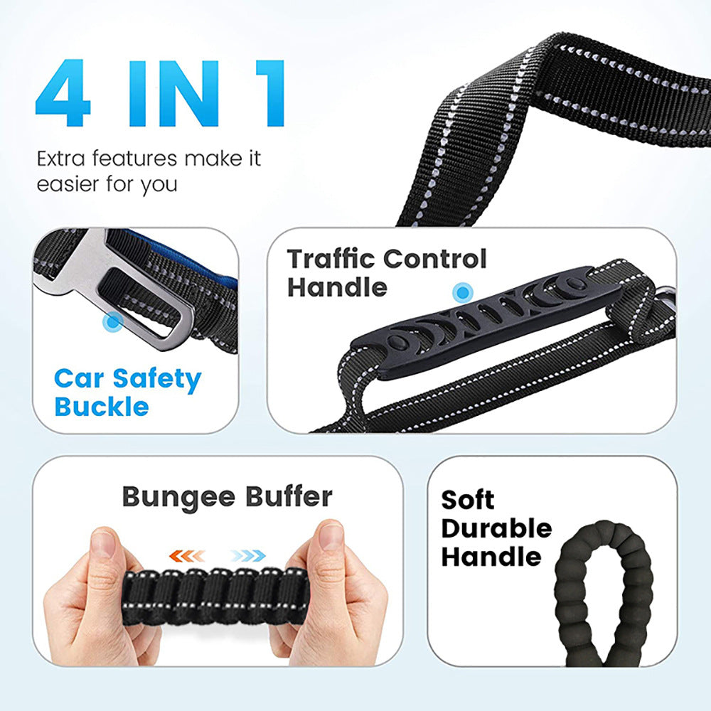 Anti-lost Pet Dog Cat Harness Reflective Set Elastic Bungee Dog Leash Lockable Buckle Car Seatbelt Buckle with Personalized ID Airtag Waterproof Holder