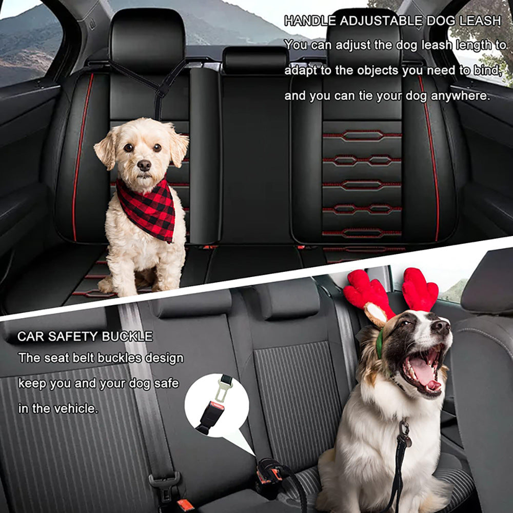 Anti-lost Pet Dog Cat Harness Reflective Set Elastic Bungee Dog Leash Lockable Buckle Car Seatbelt Buckle with Personalized ID Airtag Waterproof Holder