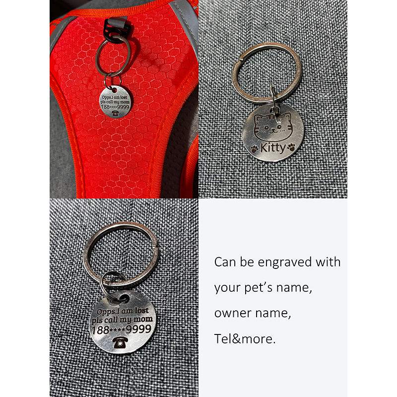 Anti-lost Pet Dog Cat Harness Reflective Set Elastic Bungee Dog Leash Lockable Buckle Car Seatbelt Buckle with Personalized ID Airtag Waterproof Holder