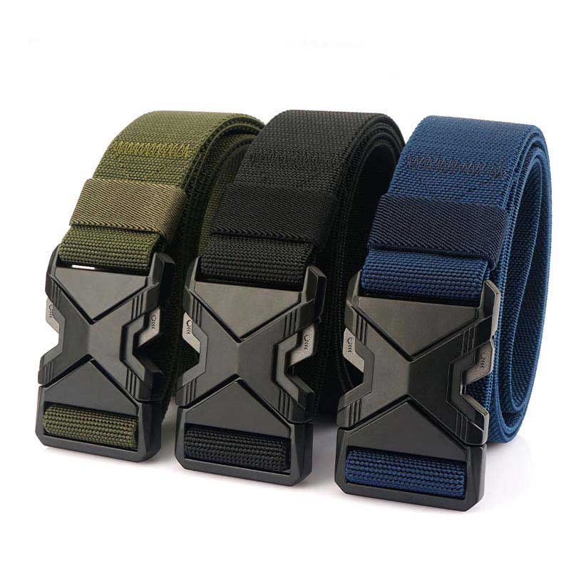 EDC Heavy Duty Zinc Alloy Quick-Release Buckle Elastic Nylon Webbing Tactical Belt