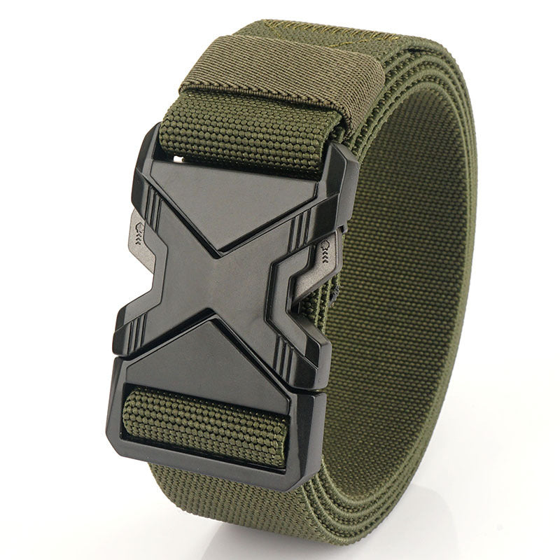EDC Heavy Duty Zinc Alloy Quick-Release Buckle Elastic Nylon Webbing Tactical Belt