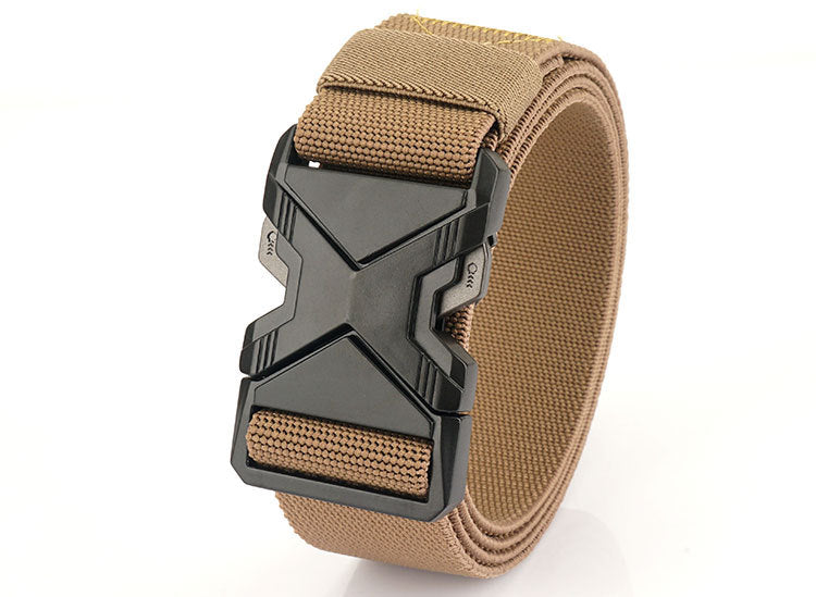 EDC Heavy Duty Zinc Alloy Quick-Release Buckle Elastic Nylon Webbing Tactical Belt